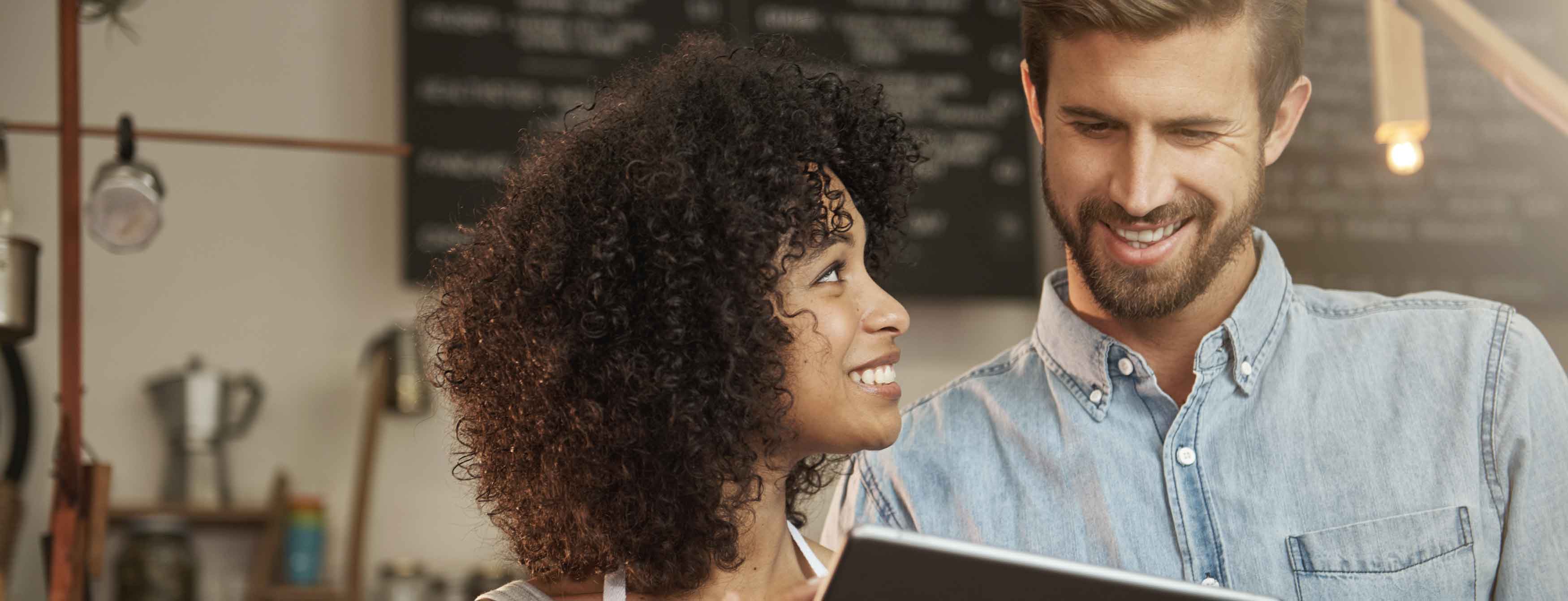 Happy commercial banking products and services customers at our bank in Connecticut