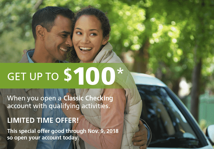 Get up to $100 when you open a Classic Checking Account